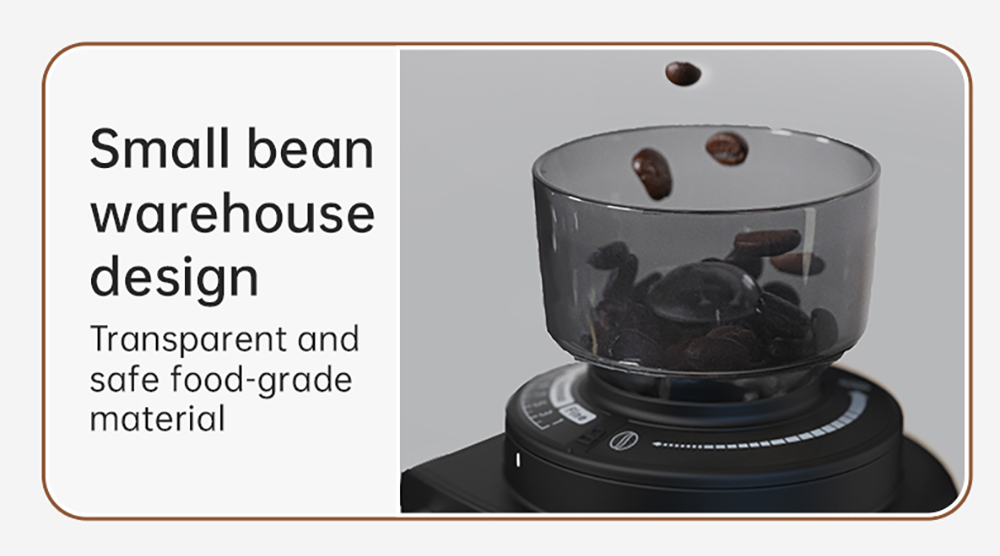 Mlynček na kávu HiBREW G3A, 40 mm kónické mlynčeky, vzduchový dúchadlo, 31-stupňová stupnica, pamäťová & antistatická funkcia, manuálny & automatický, vizuálne ukladanie kávových zŕn čierny