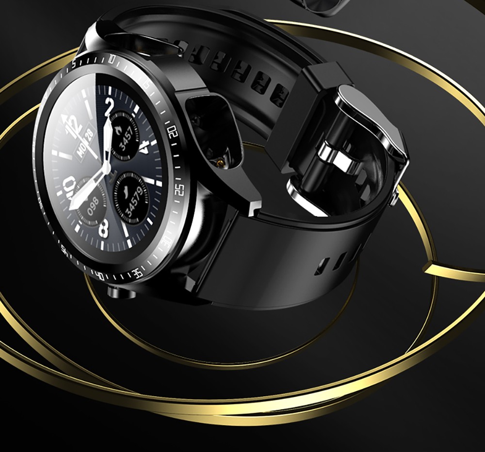 JM03 2-in-1 Smartwatch with Earbuds, Bluetooth Phone Call Blood Oxygen Heart Rate Monitoring Waterproof Sport Watch - Silicone Strap