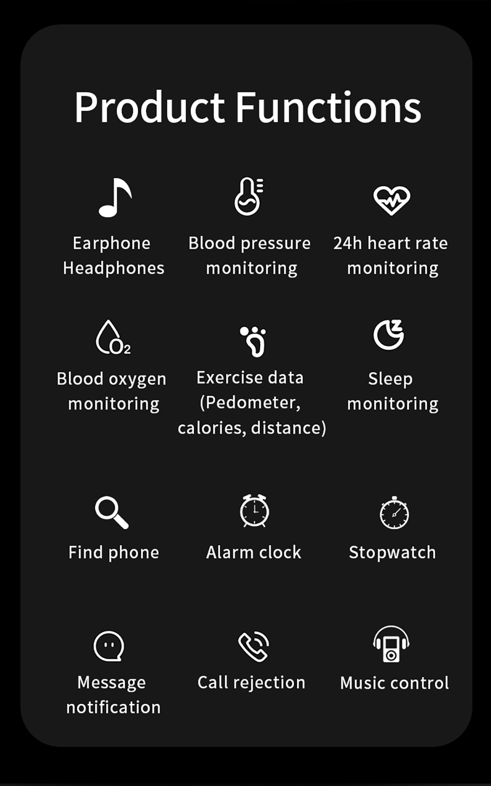 JM03 2-in-1 Smartwatch with Earbuds, Bluetooth Phone Call Blood Oxygen Heart Rate Monitoring Waterproof Sport Watch - Silicone Strap