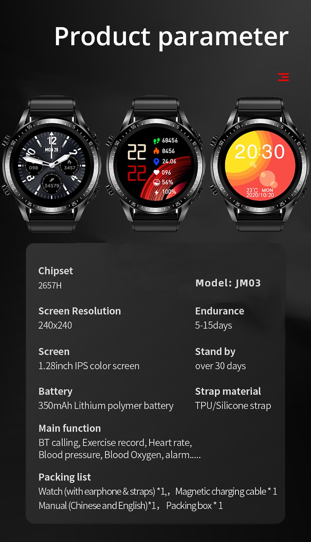 JM03 2-in-1 Smartwatch with Earbuds, Bluetooth Phone Call Blood Oxygen Heart Rate Monitoring Waterproof Sport Watch - Steel Strap
