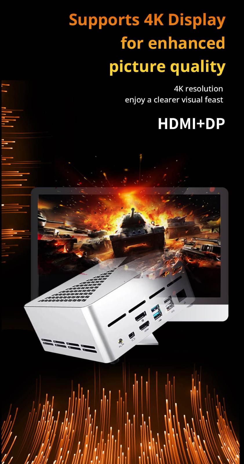 Meenhong RX1 Mini PC, Windows 11, HDMI + Type C + Mini DP + DP 4K Display, G5900 Processor UHD610 Graphics, 8GB RAM 256GB SSD, WiFi 6 Bluetooth 5.2, 3*USB 3.0 2*USB 2.0 - EU Plug