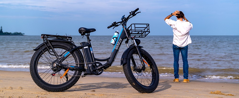 Ridstar MN26 Electric Bike, 750W Motor 26*4.0' Fat Tire, 48V 20Ah batéria, max. rýchlosť 58 km/h, max. dojazd 90 km, 7-rýchlostný Shimano, mechanické kotúčové brzdy