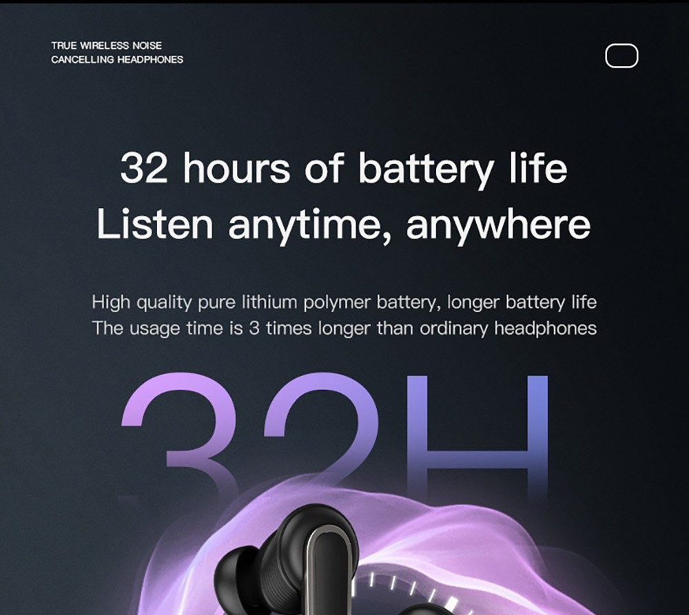 Smart LCD Touchscreen Bluetooth 5.3 Earbuds, Waterproof Wireless Sport Headphones, Intelligent Noise Reduction - Black