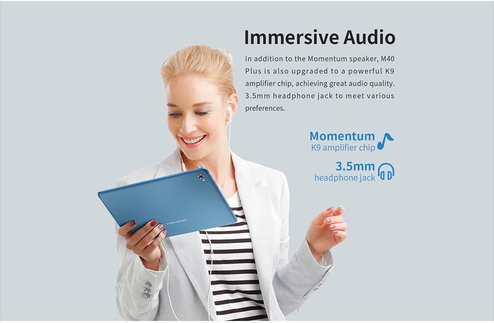 Teclast M40 Plus Tablet, 10.1'' 1920*1200 IPS Screen, MediaTek MT8183 CPU, Android 12, 8GB RAM 128GB ROM, 8MP+5MP Camera, 7000mAh Battery - Blue, EU Plug