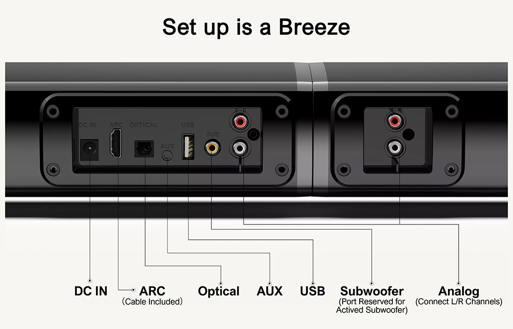 Ultimea Apollo S50 4.1ch Detachable Soundbar with Subwoofer, Bluetooth 5.3, nastaviteľná úroveň basov, 3 režimy ekvalizéra