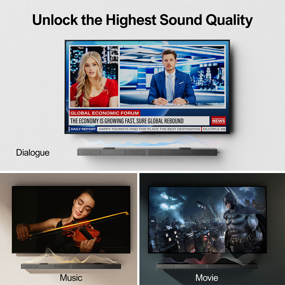 Ultimea Nova S70 Soundbar so subwooferom, 3.1.2 kanály, 4K Dolby Vision HDR Pass-Through, 3 režimy EQ