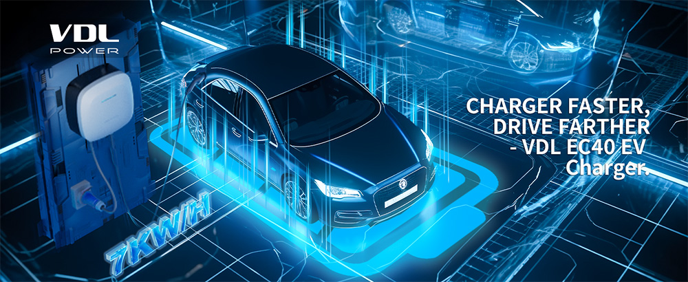 VDL EC40 Portable EV Charger, 7KW Fast Charging, 10/13/16/32A with APP Control, 5M Type 2 Cable, IP65 Waterproof, Wall Charging Box, for EU Standard Sockets IEC 62196-2