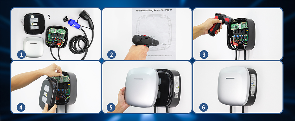 VDL EC40 Portable EV Charger, 7KW Fast Charging, 10/13/16/32A with APP Control, 5M Type 2 Cable, IP65 Waterproof, Wall Charging Box, for EU Standard Sockets IEC 62196-2