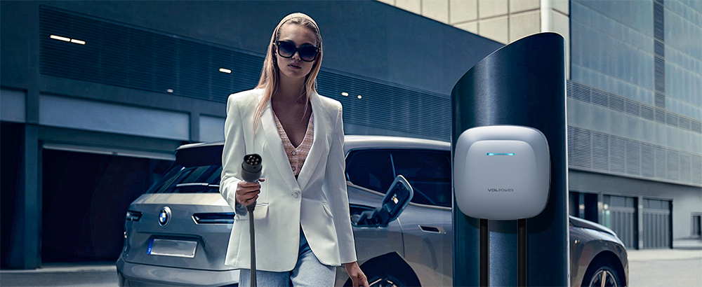 VDL EC40 Portable EV Charger, 7KW Fast Charging, 10/13/16/32A with APP Control, 5M Type 2 Cable, IP65 Waterproof, Wall Charging Box, for EU Standard Sockets IEC 62196-2