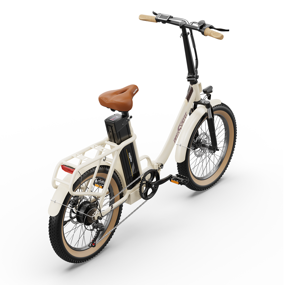 ONESPORT OT16-2 Elektrický bicykel 20*3.0 palcové pneumatiky, 350W motor 48V 15Ah batéria Max. rýchlosť 25km/h Kotúčové brzdy - biele