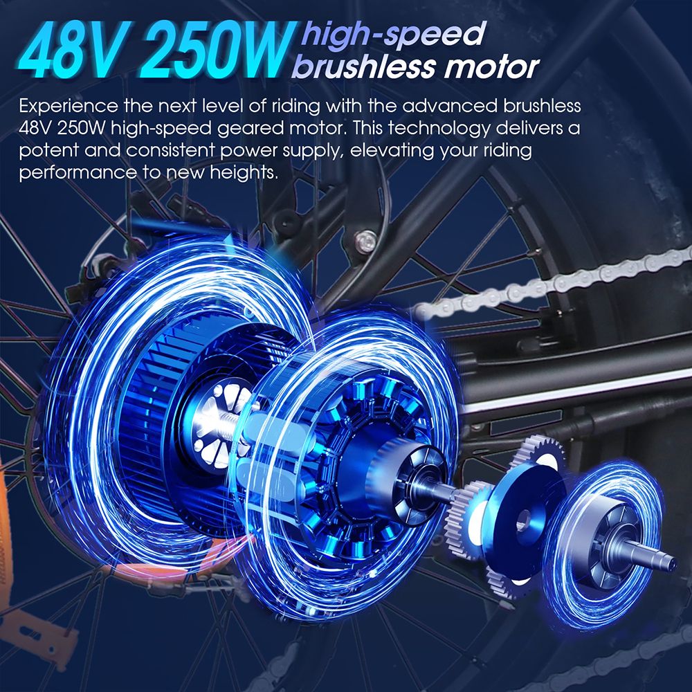 ONESPORT OT10 20*4.0 inch Fat Tire Foldable Electric Bike 500W Motor, 48V 12Ah Battery Max 100km Range Shimano 7-speed Dual Disc Brake Aluminum Frame - Black