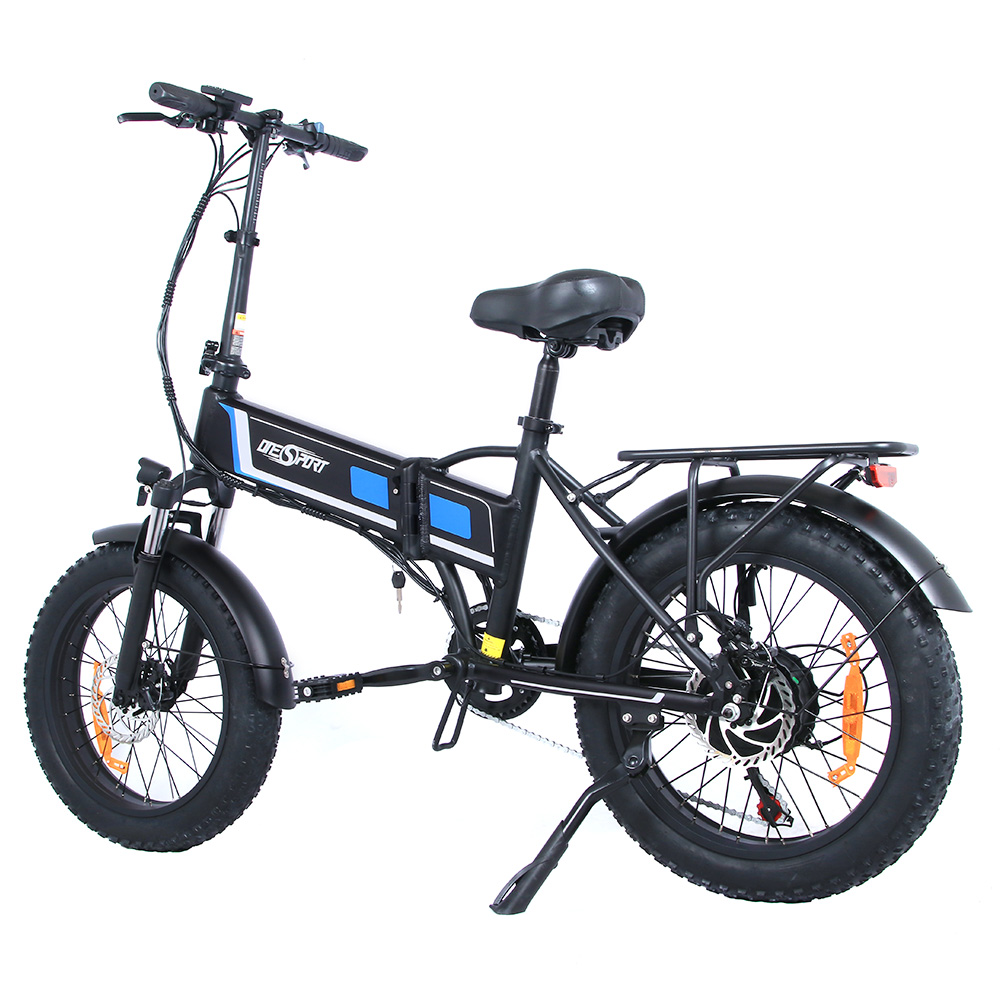 ONESPORT OT10 20*4.0 inch Fat Tire Foldable Electric Bike 500W Motor, 48V 12Ah Battery Max 100km Range Shimano 7-speed Dual Disc Brake Aluminum Frame - Black