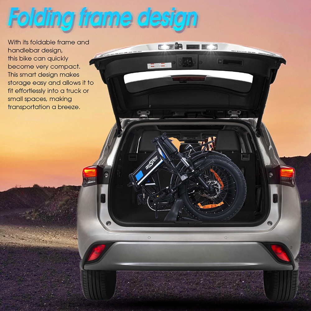 ONESPORT OT10 20*4.0 inch Fat Tire Foldable Electric Bike 500W Motor, 48V 12Ah Battery Max 100km Range Shimano 7-speed Dual Disc Brake Aluminum Frame - Black