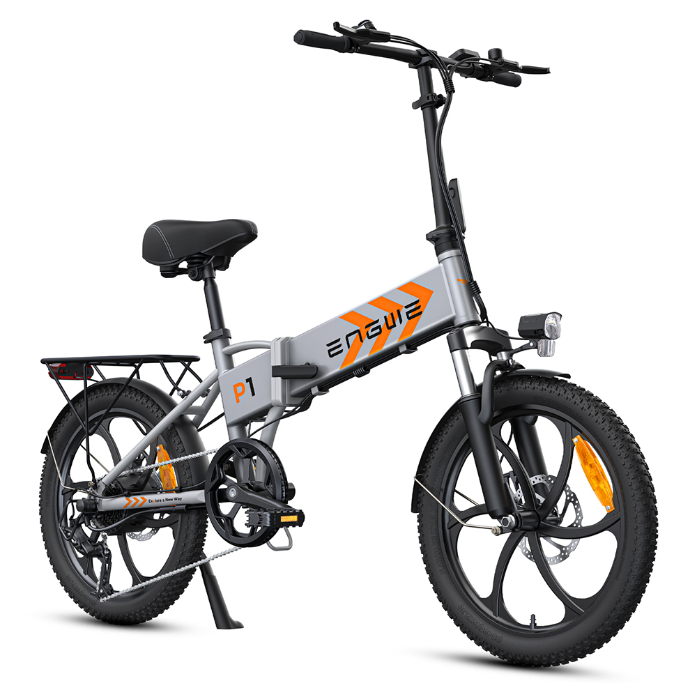 ENGWE P1 20*1,95 palcový skladací elektrický bicykel, 250W motor 36V 12.5Ah batéria Maximálna rýchlosť 25 km/h, dvojkotúčové brzdy Vodotesnosť IPX5 - strieborná