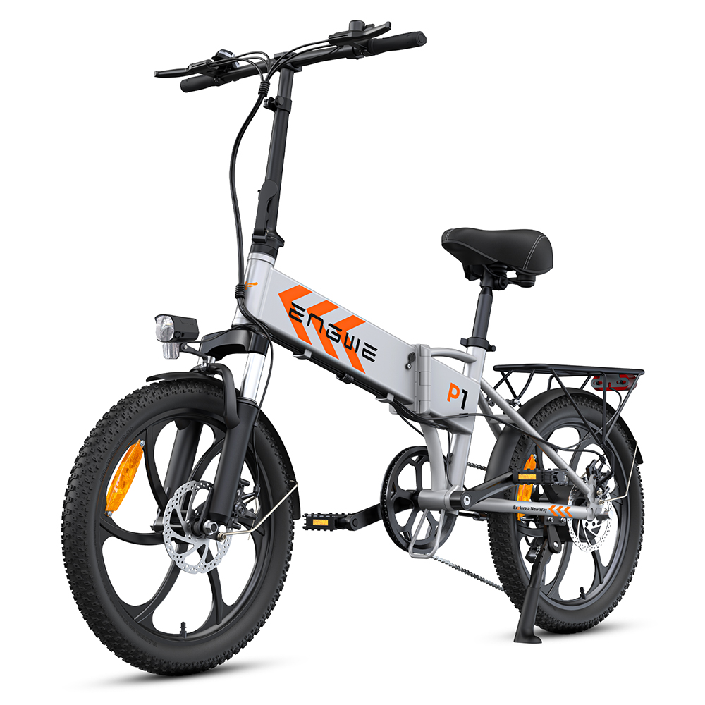 ENGWE P1 20*1.95 palcový skladací elektrický bicykel, 250W motor 36V 12.5Ah batéria Maximálna rýchlosť 25 km/h, dvojkotúčové brzdy Vodotesnosť IPX5 - strieborná