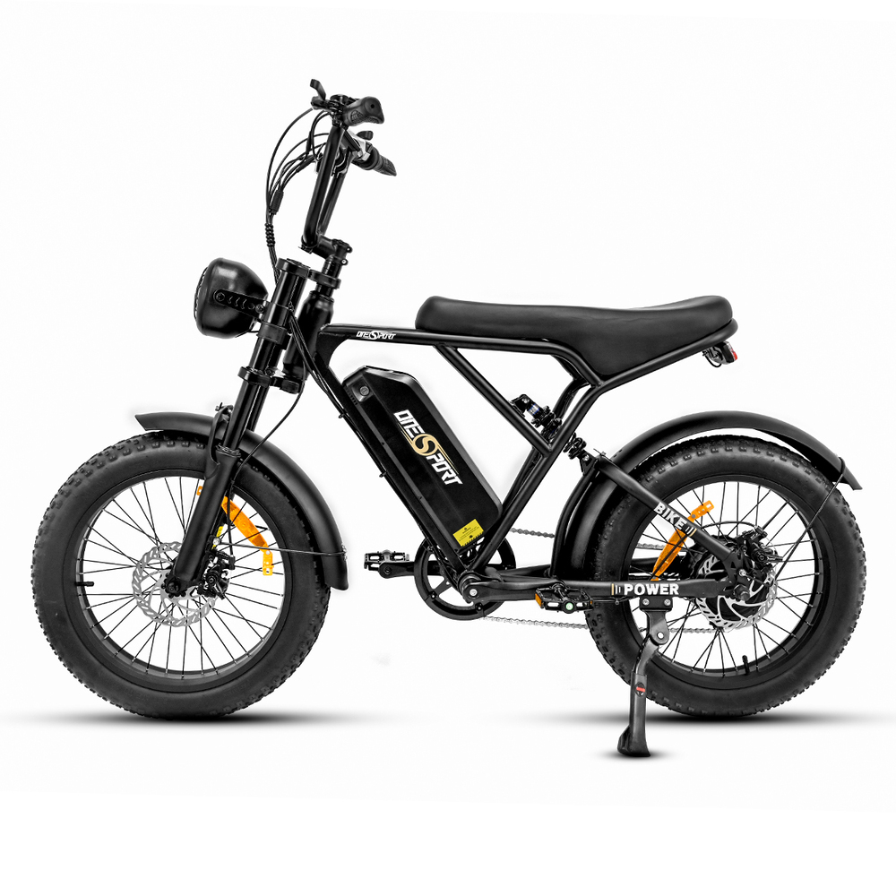 ONESPORT ONES3 20*4.0 inch Fat Tire Electric Bike 500W Motor 48V 17Ah Battery, Liquid LCD Display Shimano 7 Speed Max 50km range Disc Brakes - Black