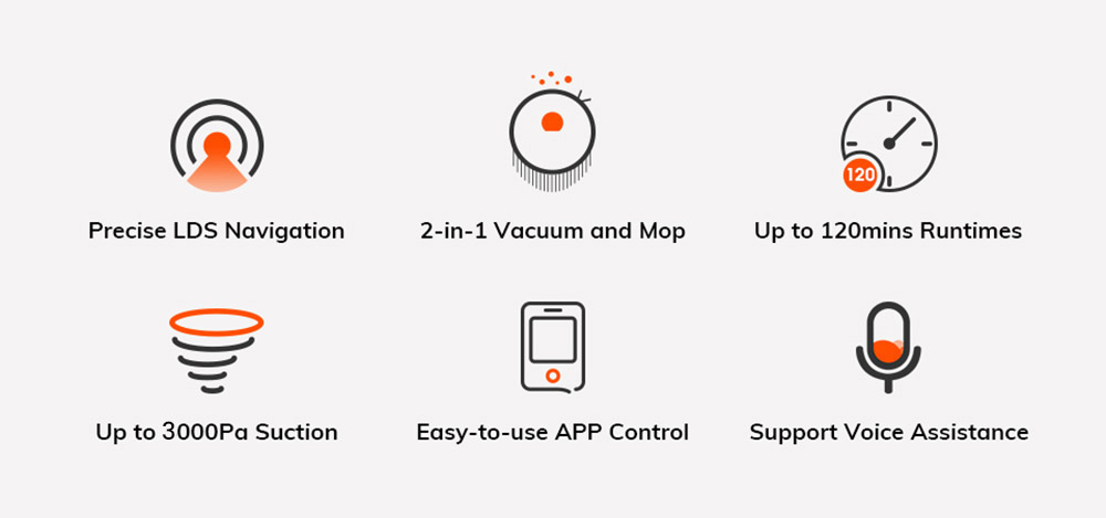 ILIFE A20 Robot Porszívó, LiDAR Navigáció, 3000Pa Szívás, 2 az 1-ben Porszívó és Felmosó, 120 perc Üzemidő, App Vezérlés, Hangvezérlés - Fekete
