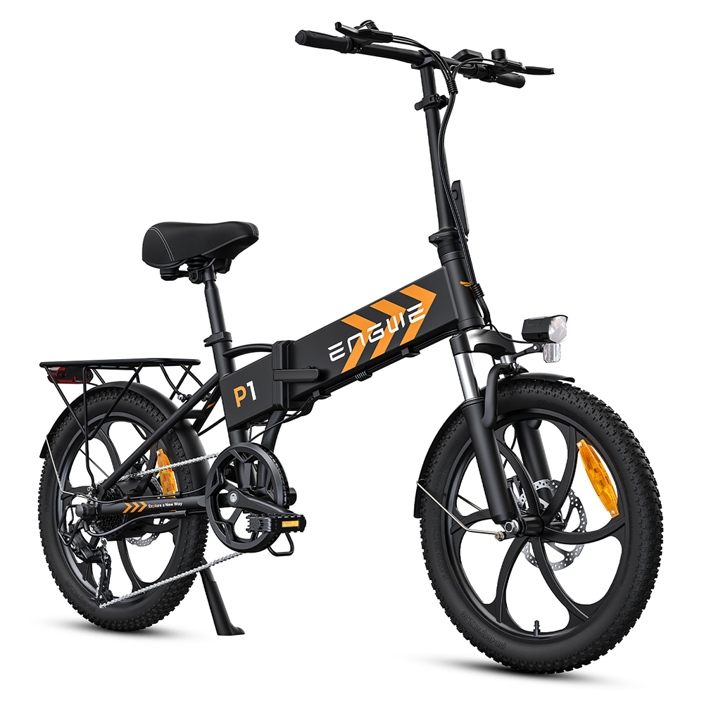 ENGWE P1 20*1,95 palca Skladací elektrický bicykel, 250W motor 36V 12.5Ah batéria Maximálna rýchlosť 25 km/h, dvojkotúčové brzdy Vodotesnosť IPX5 - čierny