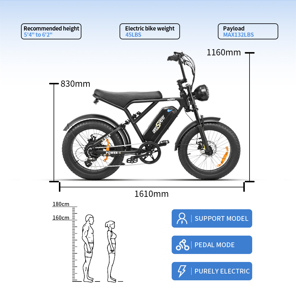 ONESPORT ONES3 20*4.0 inch Fat Tire Electric Bike 500W Motor 48V 17Ah Battery, Liquid LCD Display Shimano 7 Speed Max 50km range Disc Brakes - Black
