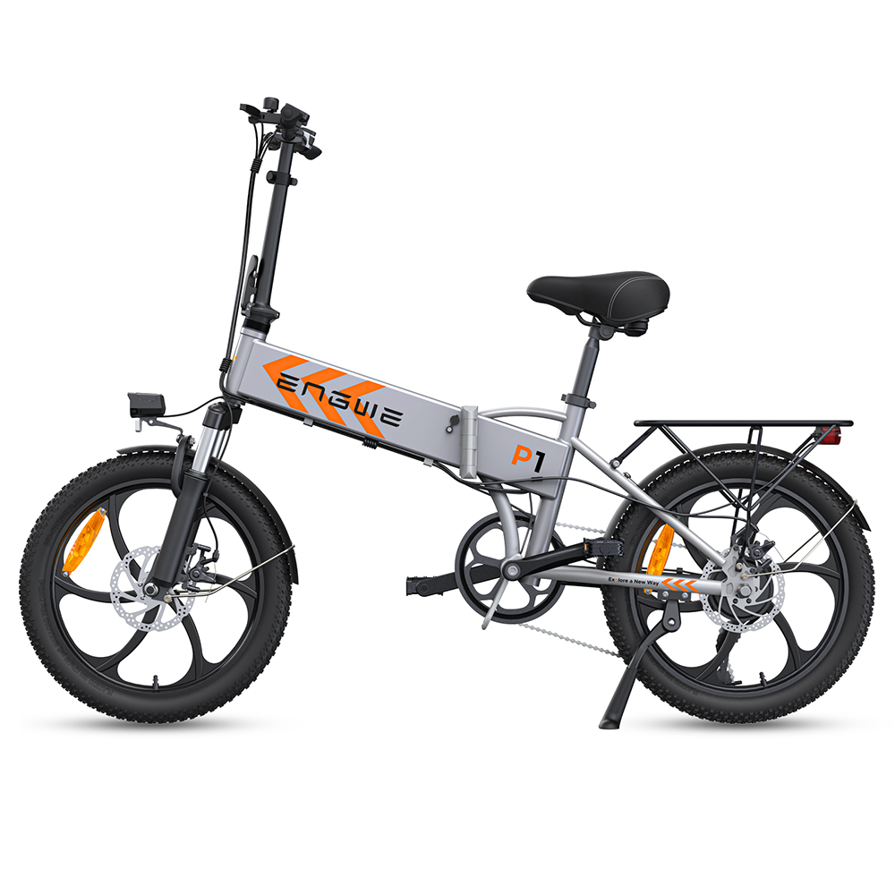 ENGWE P1 20*1,95 palcový skladací elektrický bicykel, 250W motor 36V 12.5Ah batéria Maximálna rýchlosť 25 km/h, dvojkotúčové brzdy Vodotesnosť IPX5 - strieborná