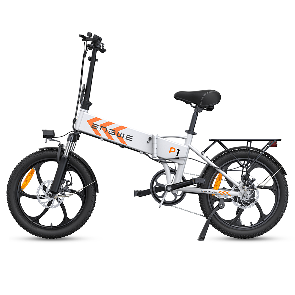 ENGWE P1 20*1,95 palcový skladací elektrický bicykel, 250W motor 36V 12.5Ah batéria Maximálna rýchlosť 25 km/h, dvojkotúčové brzdy Vodotesnosť IPX5 - biely