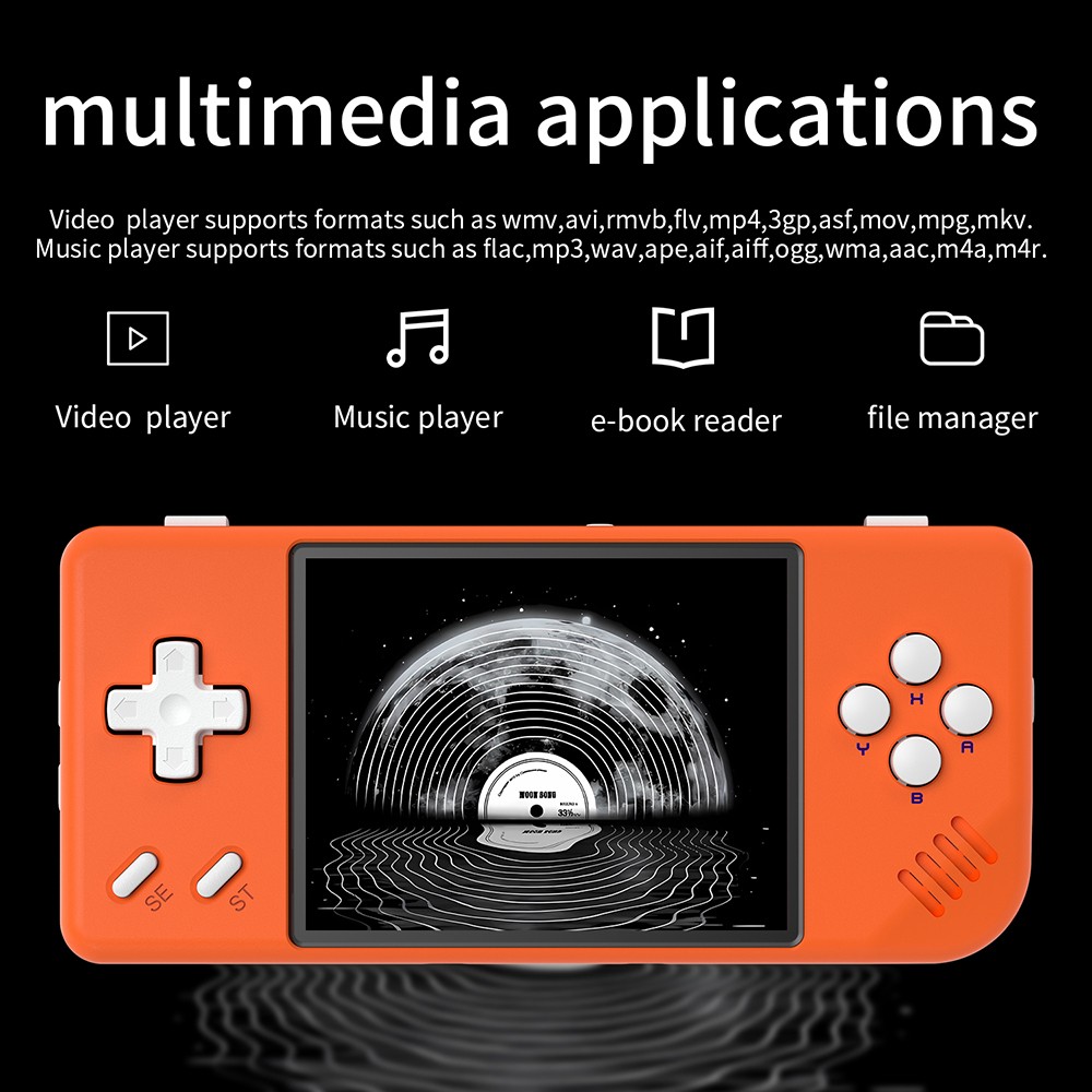 ANBERNIC RG28XX Game Console, 2.83-inch IPS Screen, 64GB+128GB TF Card, 10000+ Games Preinstalled, Multimedia Applications, 8 Hours of Playtime, HDMI Output - Lava Orange