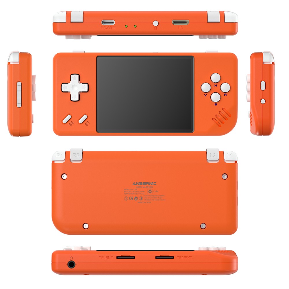ANBERNIC RG28XX Game Console, 2.83-inch IPS Screen, 64GB TF Card, 5000+ Games Preinstalled, Multimedia Applications, 8 Hours of Playtime, HDMI Output - Lava Orange