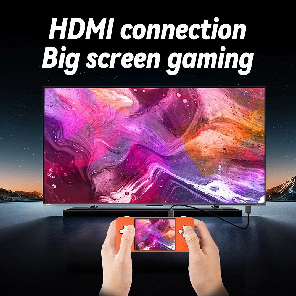 ANBERNIC RG28XX Game Console, 2.83-inch IPS Screen, 64GB TF Card, 5000+ Games Preinstalled, Multimedia Applications, 8 Hours of Playtime, HDMI Output - Lava Orange