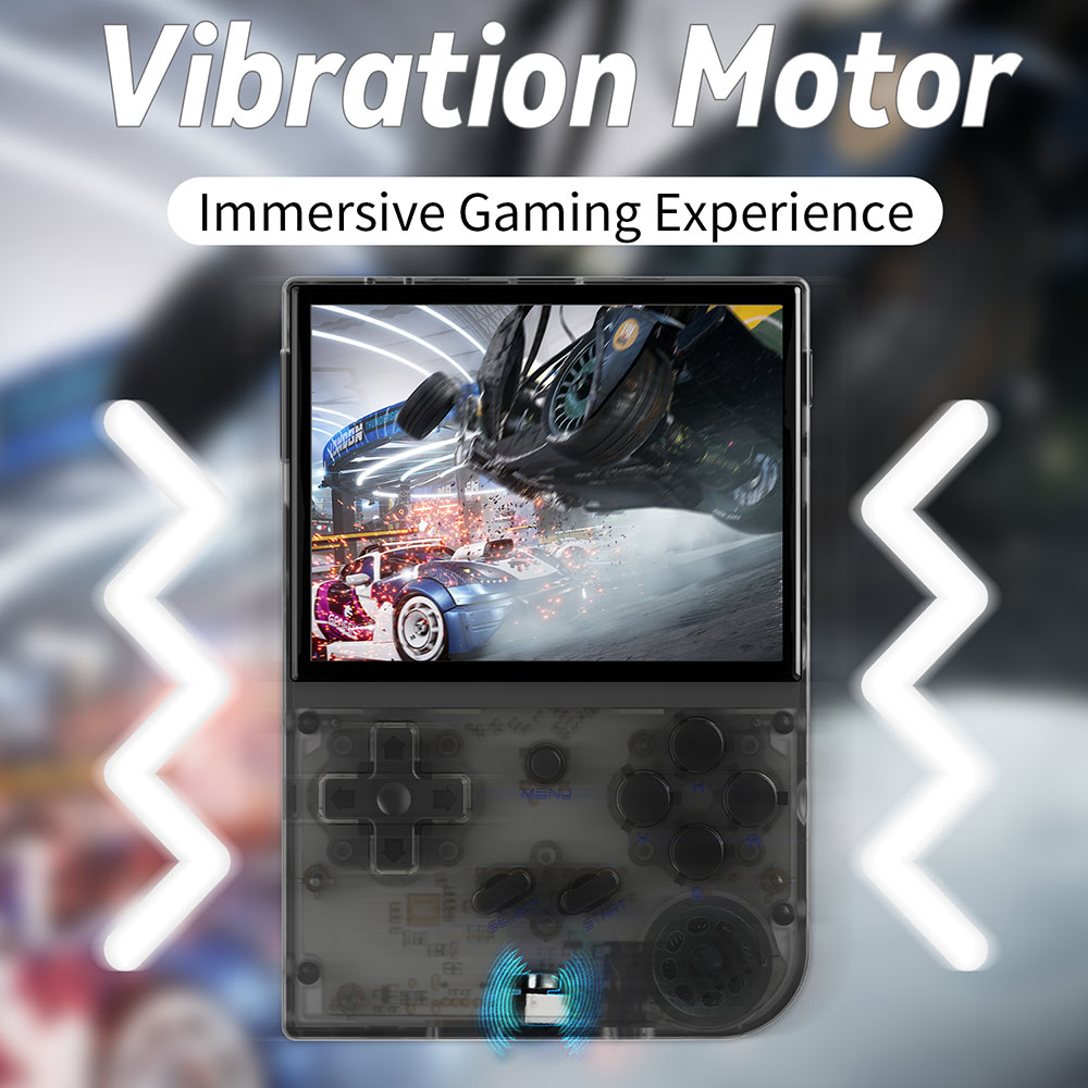 ANBERNIC RG35XX (2024 Version) Game Console, 3.5 Inch IPS Screen, Linux System, 64GB+128GB TF Card with 10000+ Games, 7 Hours of Playtime - Transparent Black