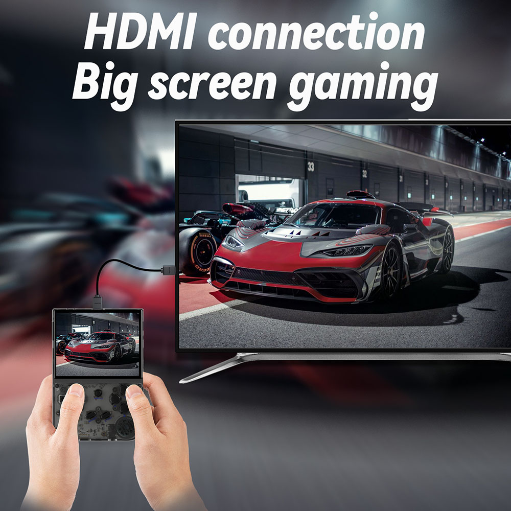 ANBERNIC RG35XX (2024 Version) Game Console, 3.5 Inch IPS Screen, Linux System, 64GB+128GB TF Card with 10000+ Games, 7 Hours of Playtime - Transparent Black