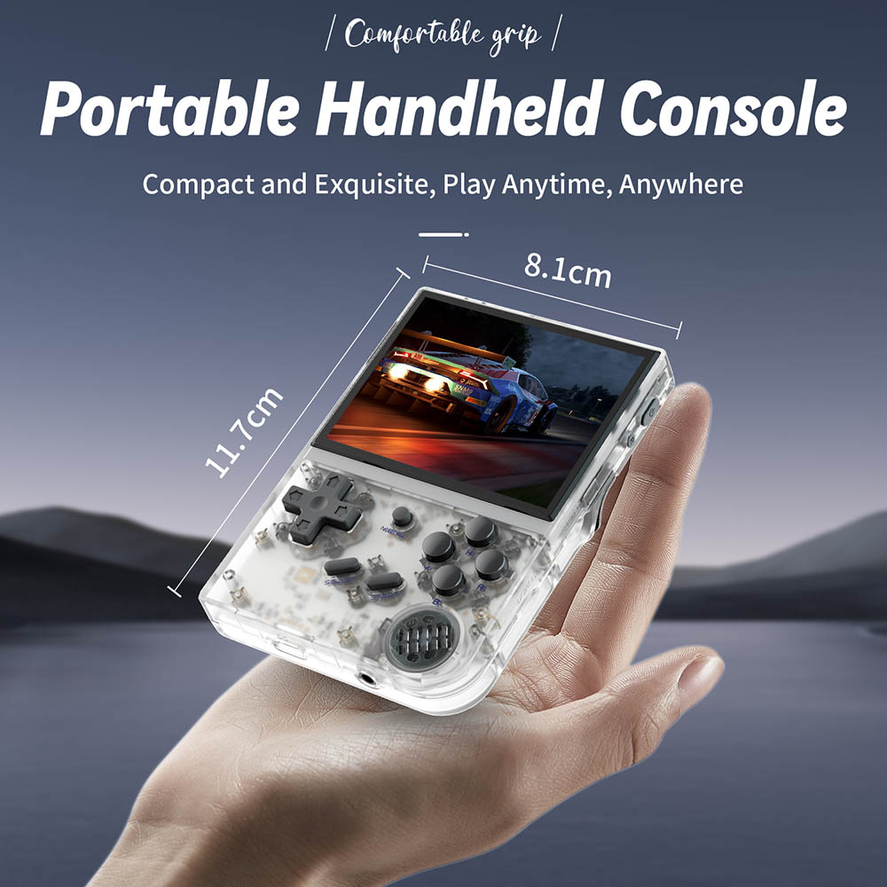 ANBERNIC RG35XX (2024 Version) Game Console, 3.5 Inch IPS Screen, Linux System, 64GB+128GB TF Card with 10000+ Games, 7 Hours of Playtime - White