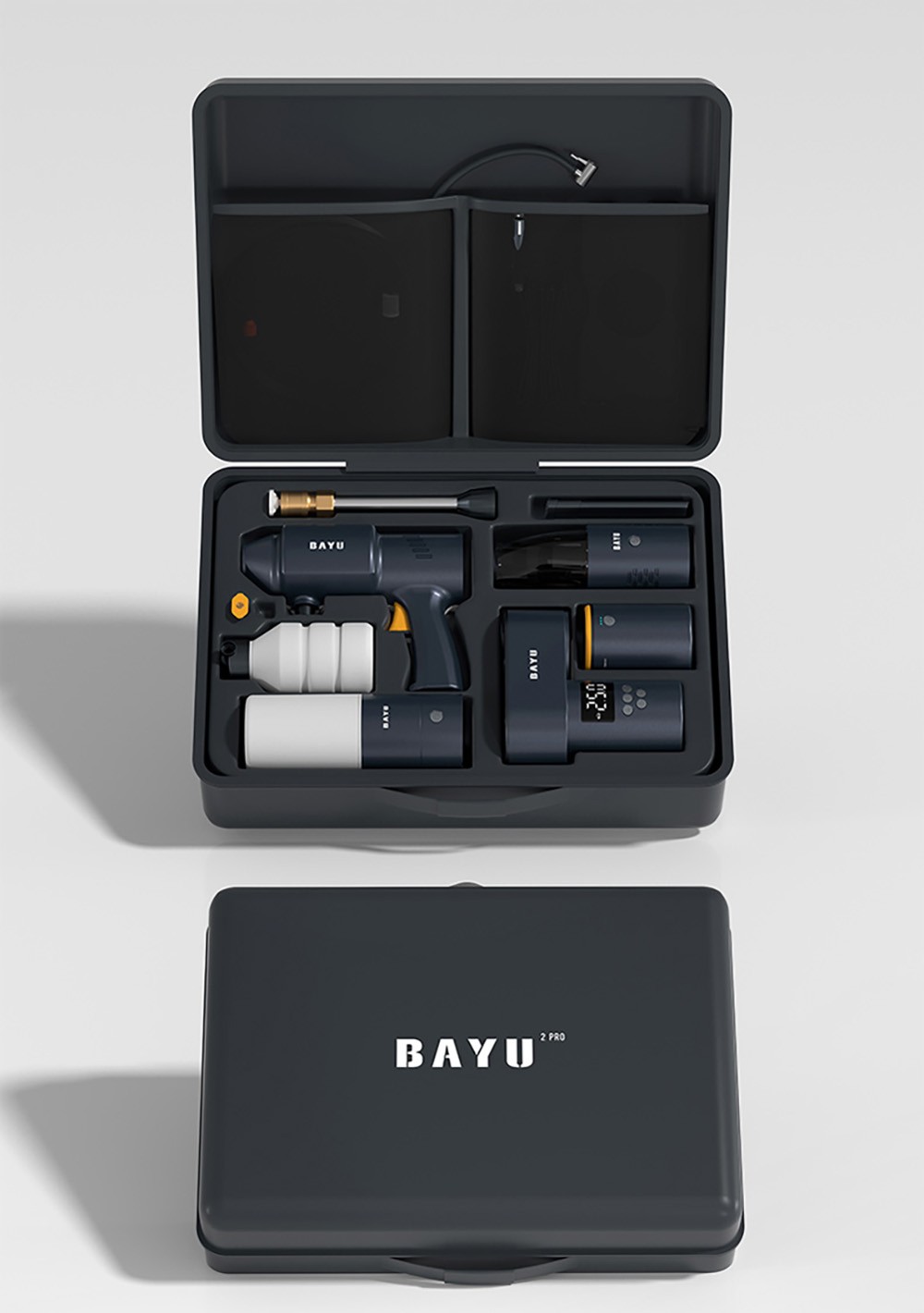 BAYU Auto & Outdoor Smart Kit (19200mah Power Bank, nafukovačka pneumatík, vysávač, umývačka auta, baterka, držiak na mobilný telefón)