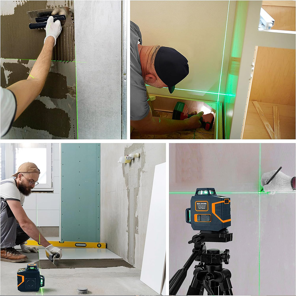 CIGMAN CM-720SE 2x360° 8 Lines Laser Level, Green Cross Line, Self Leveling, IP54 Drip & amp; Dust Proof, with Type-C Rechargeable, Magnetic L-Shaped Base