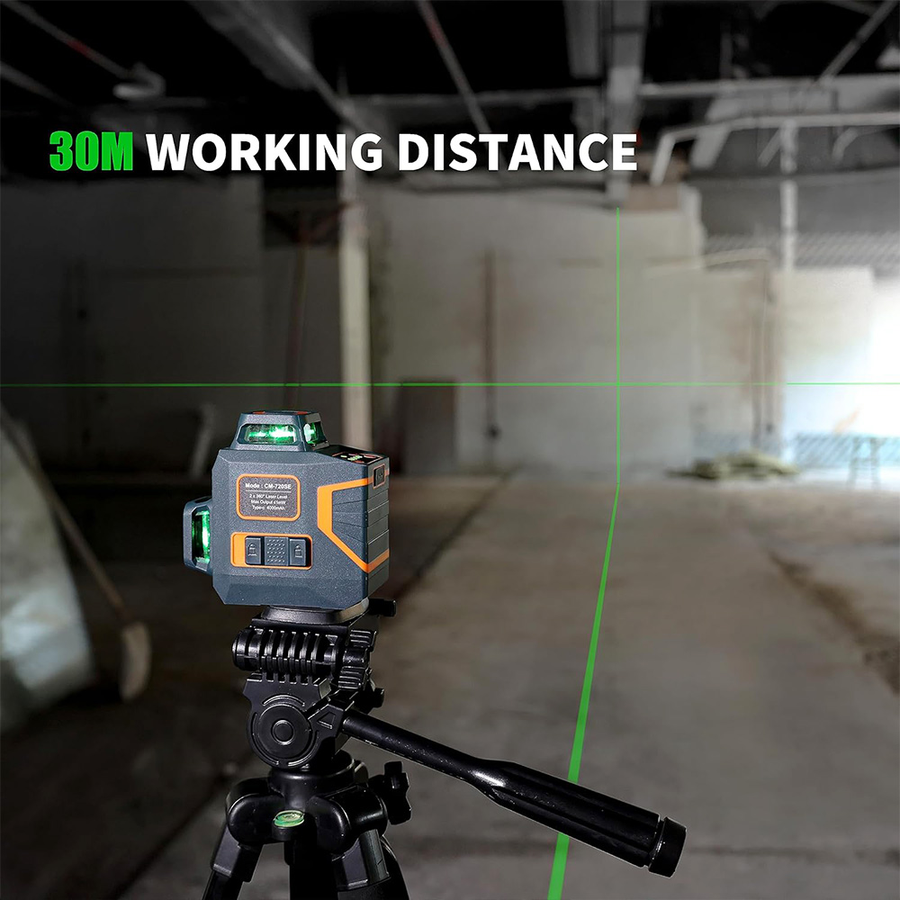 CIGMAN CM-720SE 2x360° 8 Lines Laser Level, Green Cross Line, Self Leveling, IP54 Drip & amp; Dust Proof, with Type-C Rechargeable, Magnetic L-Shaped Base