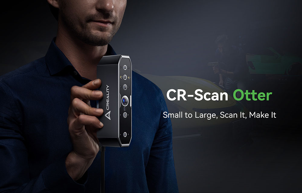 Creality CR Scan Otter 3D Scanner, rýchlosť skenovania 20 snímok za sekundu, 0.02 mm presnosť, 4-šošovkové stereovidenie, 24-bitové plnofarebné skenovanie, 8 infračervených svetiel