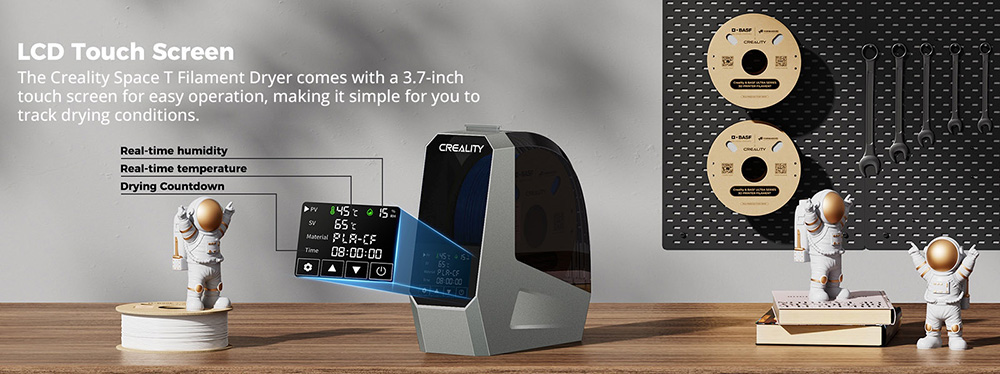 Creality Space Pi Filament Dryer Box for 3D Printer, PTC 360 stupňov teplovzdušného ohrevu, 48H Timer, LCD Touch Screen