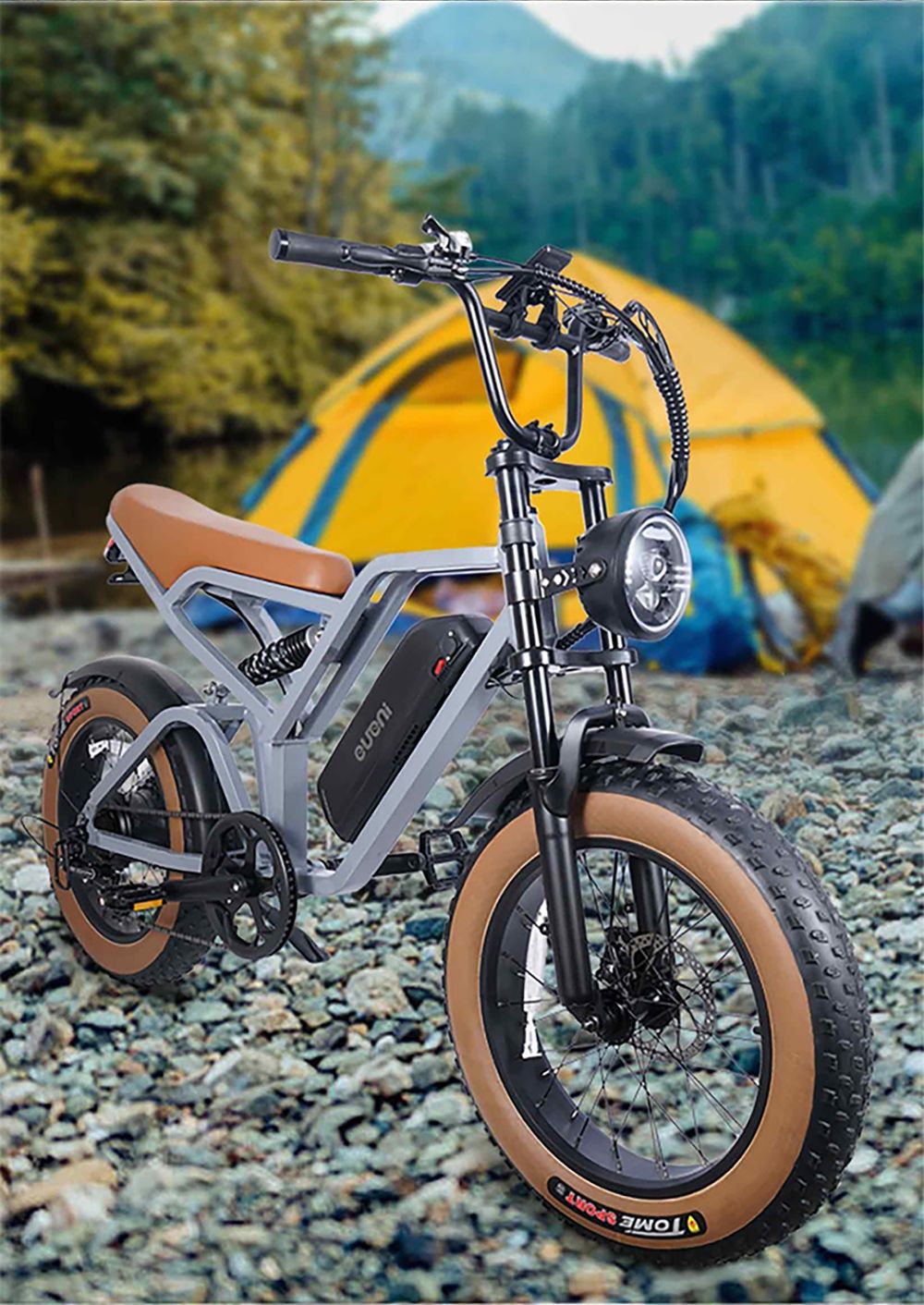 EUENI FXH009 Pro Electric Bike, 20-inch Tire, 750W Motor, 48V 15Ah Battery, 45km/h Max Speed, 96km Range, Shimano 7-speed Gear - Black