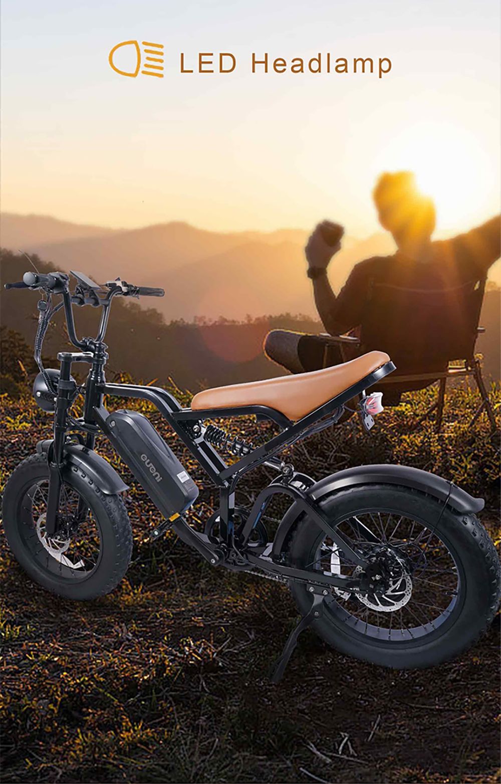 EUENI FXH009 Pro Electric Bike, 20-inch Tire, 750W Motor, 48V 15Ah Battery, 45km/h Max Speed, 96km Range, Shimano 7-speed Gear - Grey