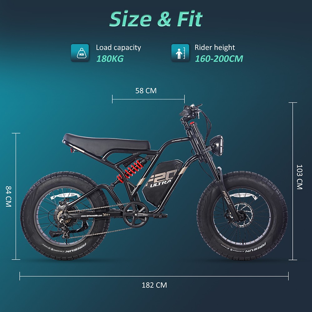 FAFREES F20 ULTRA Electric Bike, 750W Motor, 48V 25Ah Battery, 20*5-inch Fat Tires, 25km/h Max Speed, 80-100km Range, SHIMANO 7 Speed, Mechanical Disc Brakes - Green
