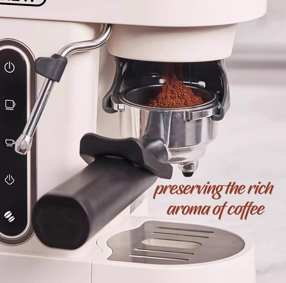 HiBREW H14 Espresso kávovar, vysoký tlak 20 barov, 15-stupňové nastavenie mlynčeka, funkcia predsparenia, NTC regulácia teploty, nastavenie kapacity šálky - béžový