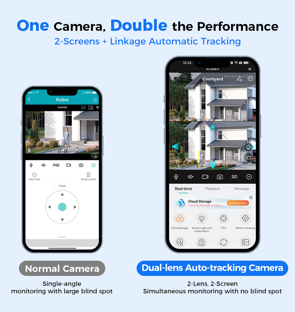 Hiseeu 4K 8MP Outdoor WiFi Camera, Dual Lens, Double Screen, 2-way Audio, Color Night Vision, Auto Tracking, AI Human Detection, IP66 Weatherproof, 2.4GHz WiFi
