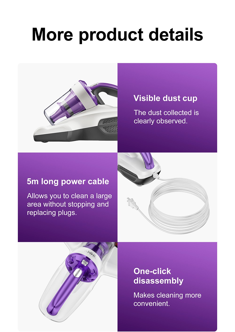 Refurbished JIMMY JV12 Anti-mite Vacuum Cleaner with Patented Composite Brush Roll, Ultrasound, UV Light, Dual Cyclone & MIF Filter