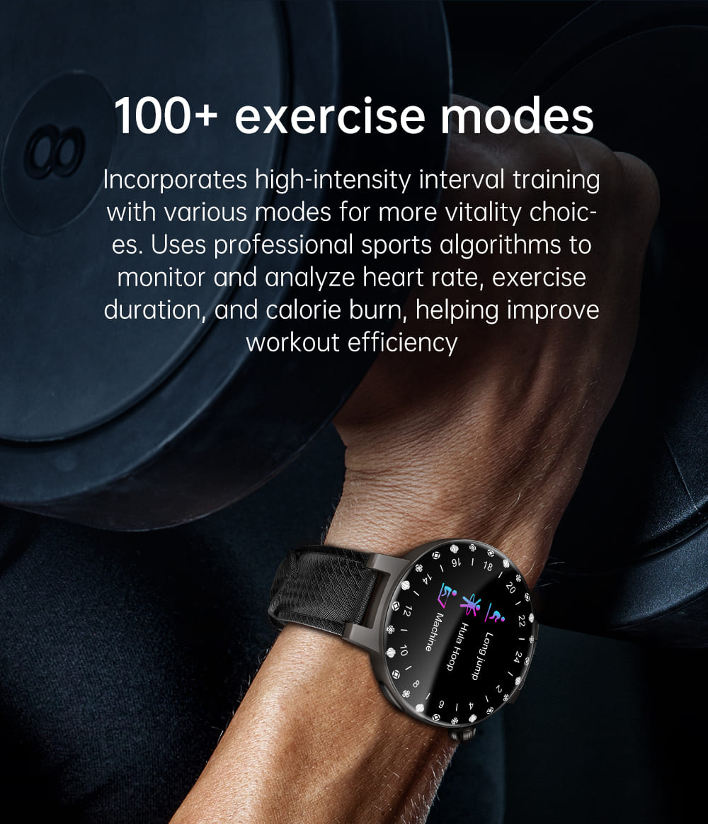 KUMI GT6 Pro Smartwatch, 1.3-inch AMOLED HD Screen, Colorful Lighting Effect, Heart Rate Monitoring, 100+ Sport Modes, IP68 Waterproof