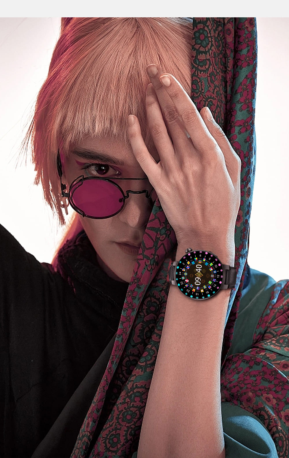 KUMI GT6 Pro Smartwatch, 1.3-inch AMOLED HD Screen, Colorful Lighting Effect, Heart Rate Monitoring, 100+ Sport Modes, IP68 Waterproof