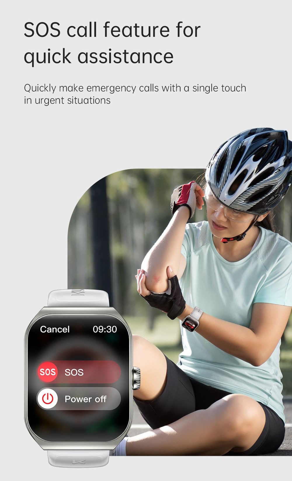 KUMI KU7 Smartwatch, 1.96'' AMOLED Screen, Bluetooth Calling, Health Monitoring, Stock Market Information, 100 Sports Modes - Silver