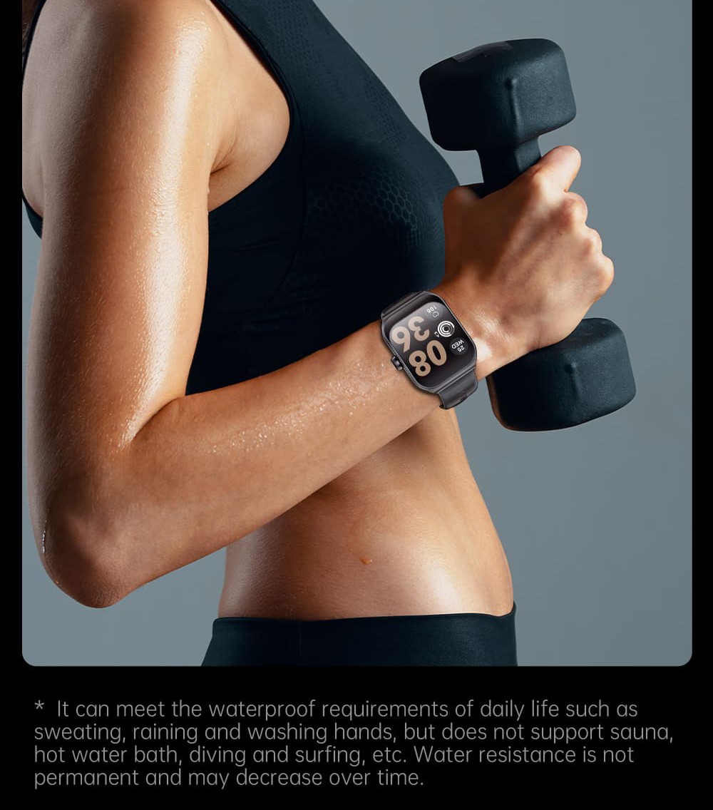 KUMI KU7 Smartwatch, 1.96'' AMOLED Screen, Bluetooth Calling, Health Monitoring, Stock Market Information, 100 Sports Modes - Silver