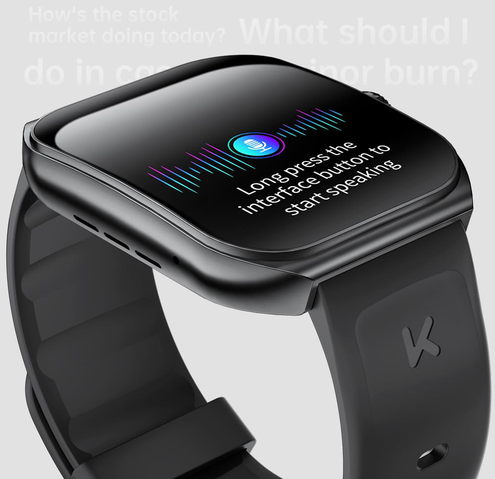 KUMI KU7 Smartwatch, 1.96'' AMOLED Screen, Bluetooth Calling, Health Monitoring, Stock Market Information, 100 Sports Modes - Silver