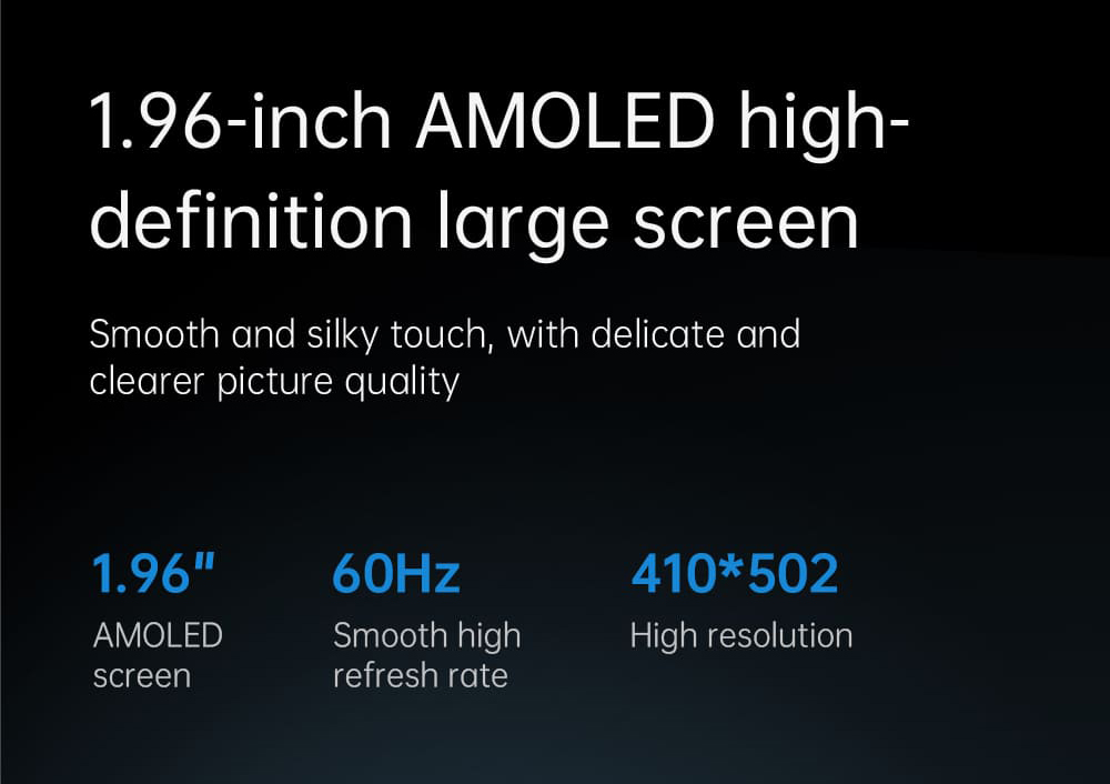 KUMI KU7 Smartwatch, 1.96'' AMOLED Screen, Bluetooth Calling, Health Monitoring, Stock Market Information, 100 Sports Modes - Silver