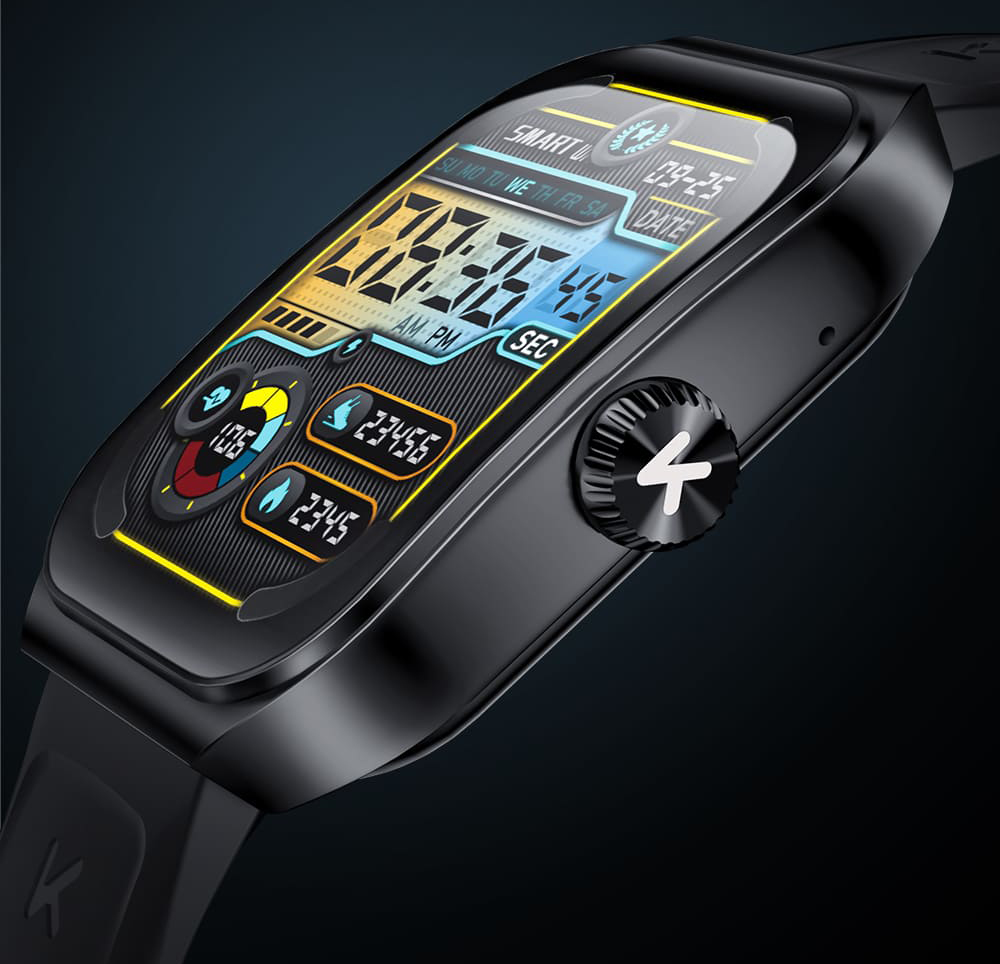 KUMI KU7 Smartwatch, 1.96'' AMOLED Screen, Bluetooth Calling, Health Monitoring, Stock Market Information, 100 Sports Modes - Silver