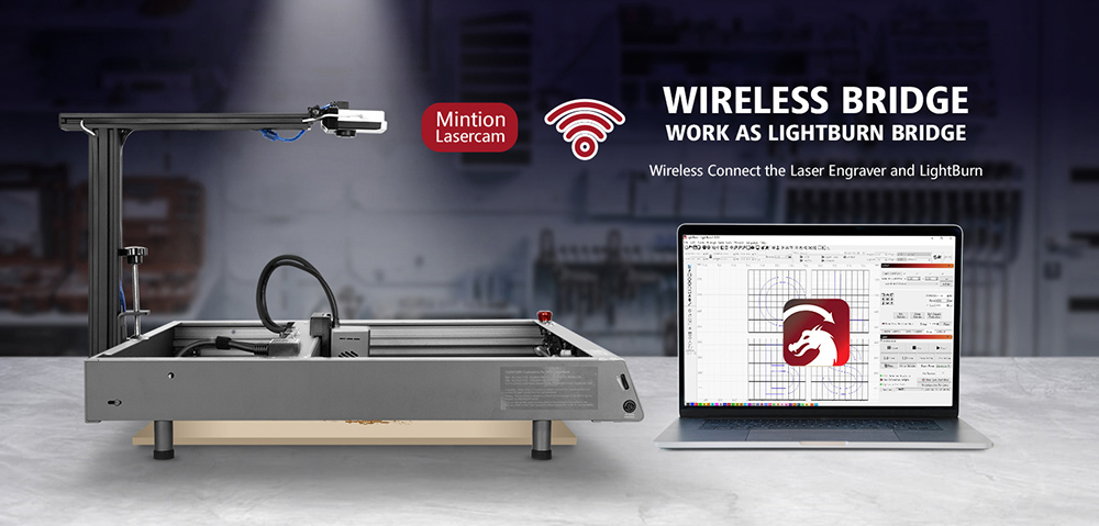 Laserová kamera Mintion, pre laserový gravírovací stroj/rezák, diaľkový monitor & ovládanie, polohovanie, bezdrôtový mostík LightBurn, rozlíšenie 1080P, 2.4GHz &; 5GHz Dual WiFi Bands